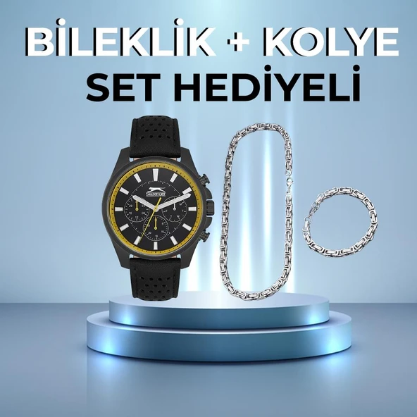 Slazenger SL.09.2134.2.02 Deri Siyah 44 mm Erkek Kol Saati ürün görseli 1