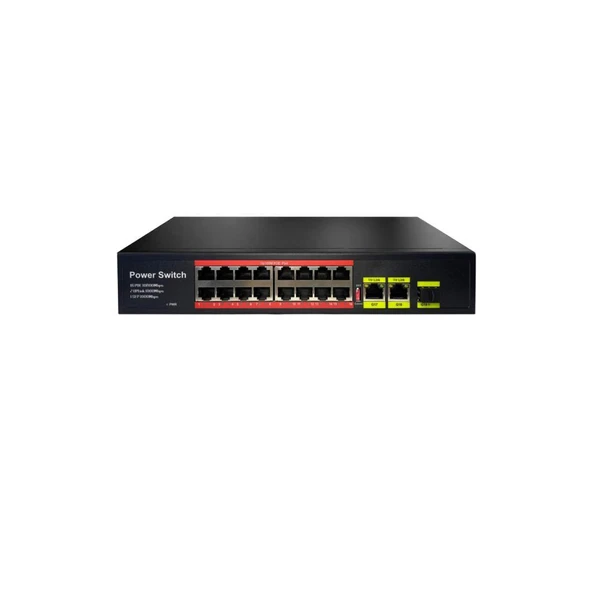 Uranium POE-1621SFP-200W 16 Port 10/100 2xgigabit RJ45 1xsfp Uplink 200W Poe Switch ürün görseli 1