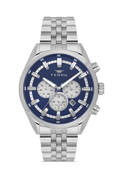 Ferro FM11507A-A3 Quartz Çelik Gri Lacivert Kadran 41 mm Erkek Kol Saati ürün görseli 1