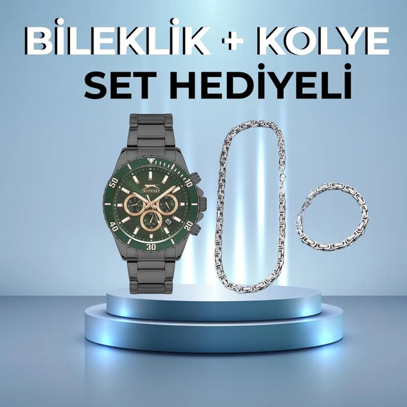 Slazenger SL.09.2091.2.03 Quartz Çelik Siyah Yeşil Kadran 45 mm Erkek Kol Saati ürün görseli 1