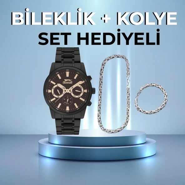 Slazenger Sl.09.1881.2.04 45 mm Siyah Çelik Erkek Kol Saati AYNI GÜN KARGO ürün görseli 1