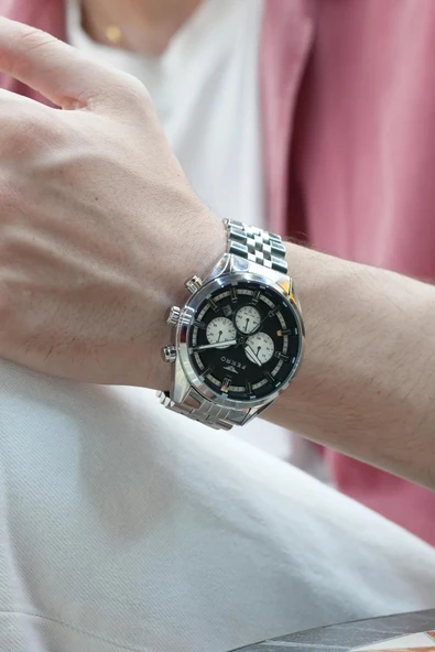 Ferro FM11507A-A2 Quartz Çelik Gri Siyah Kadan 41 mm Erkek Kol Saati ürün görseli 1