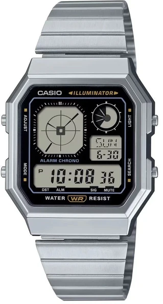 CASIO A130WE-1ADF RETRO DİJİTAL KARE UNISEX KOL SAATİ ürün görseli 1