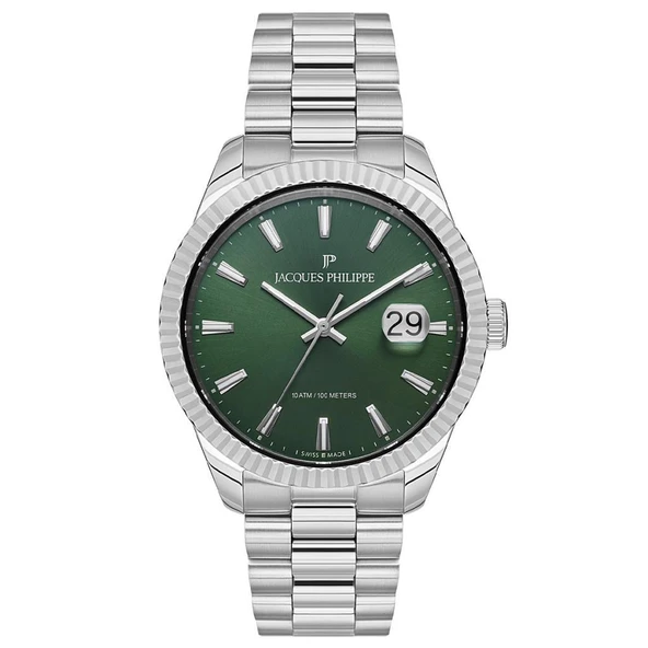 Jacques Philippe JPQGS2313X6 Quartz Swiss Made Çelik Gri Yeşil Kadran 41 mm Erkek Kol Saati ürün görseli 1