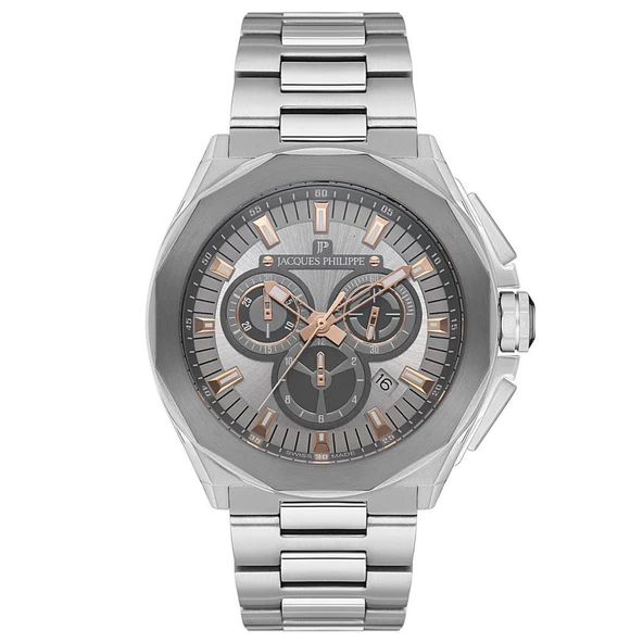 Jacques Philippe JPQGC301346 Swiss Made Quartz Çelik Gri Safir Cam 10 ATM 45 mm Erkek Kol Saati ürün görseli 1