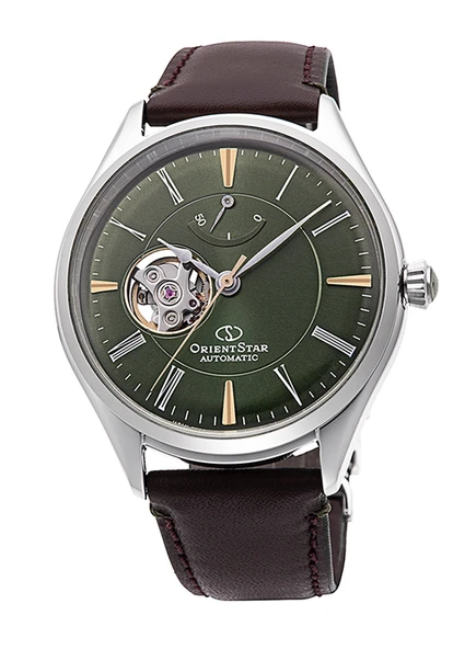 Orient Star RE-AT0202E00B Otomatik Deri Kahverengi Yeşil Kadran Open Heart 41 mm Erkek Kol Saati ürün görseli 1