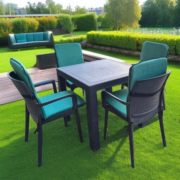 LÜKS ARKALIKLI SANDALYE MİNDERİ 6LI 4CM SÜNGERLİ YEŞİL 42x42 ürün görseli 1