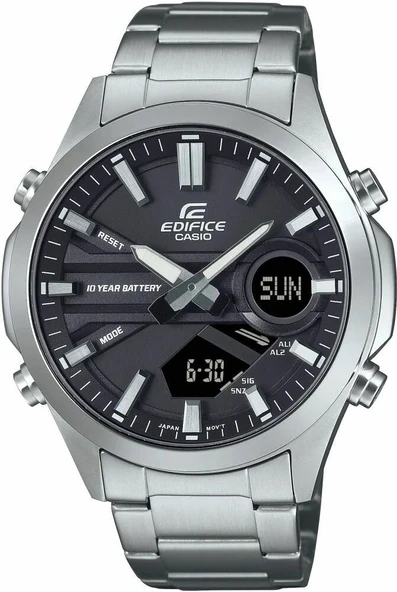 Casio EFV-C120D-1ADF Edifice Quatz Çelik Gri 10 ATM Siyah Kadran 46 mm Erkek Kol Saati ürün görseli 1