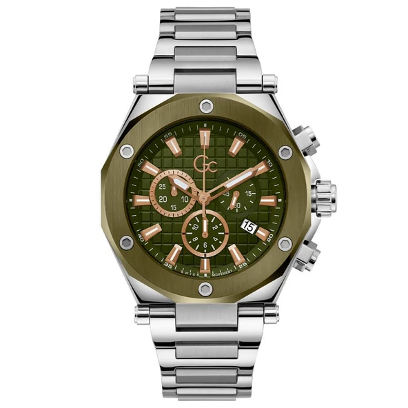 Guess Collection GCZ18004G9MF Quartz Çelik Gri Yeşil Kadran 10 ATM 44 mm Erkek Kol Saati ürün görseli 1