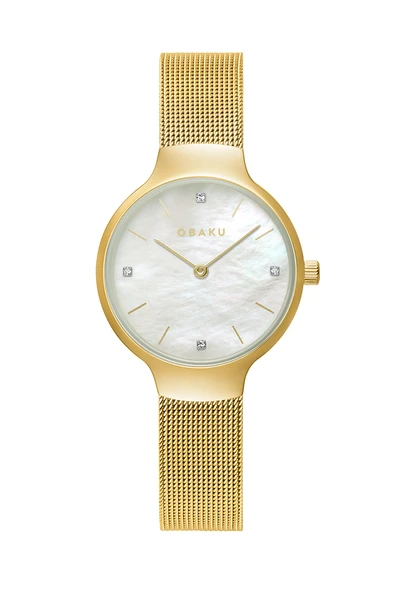 Obaku Denmark V241LXGWMG Hasır Altın Quartz Kristal 29 mm Kadın Kol Saati ürün görseli 1