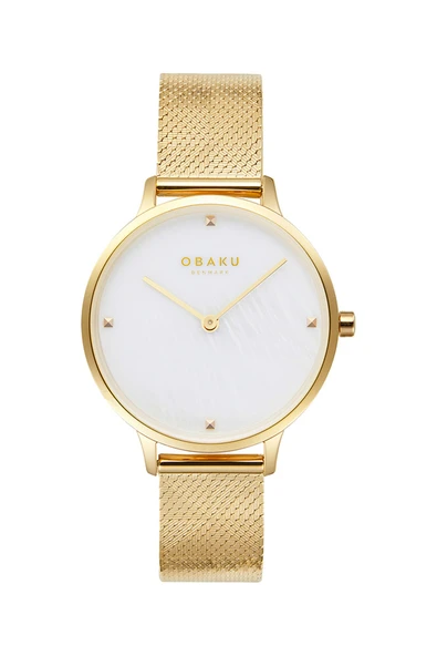 Obaku Denmark V295LXGWHG Quartz Çelik Hasır Altın Rengi Beyaz Kadran 34 mm Kadın Kol Saati ürün görseli 1