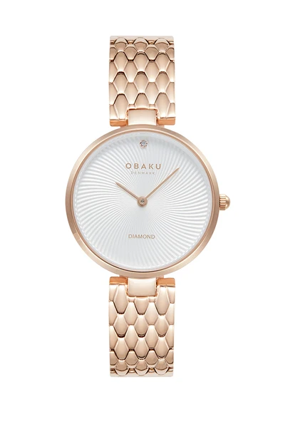 Obaku Denmark V256LXVISV Quartz Çelik Rose Beyaz Kadran 32 mm Kadın Kol Saati ürün görseli 1
