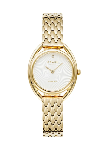 Obaku Denmark V286LXGISG Quartz Çelik Gold Beyaz Kadran Kristal Cam 29 mm Kadın Kol Saati ürün görseli 1