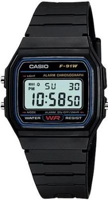Casio F-91W-1DG Quartz Siyah Silikon 33 mm Erkek Kol Saati ürün görseli 1