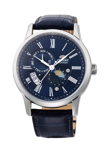 Orient RA-AK0011D30B Sun&Moon Kurmalı Otomatik Deri Lacivert Safir Cam 43 mm Erkek Kol Saati ürün görseli 1