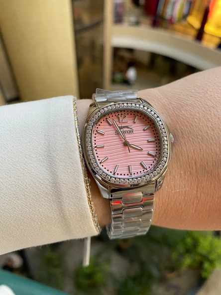 Slazenger SL.09.2238.3.09 Quartz Çelik Gri Pembe Kadran 34 mm Kadın Kol Saati ürün görseli 1