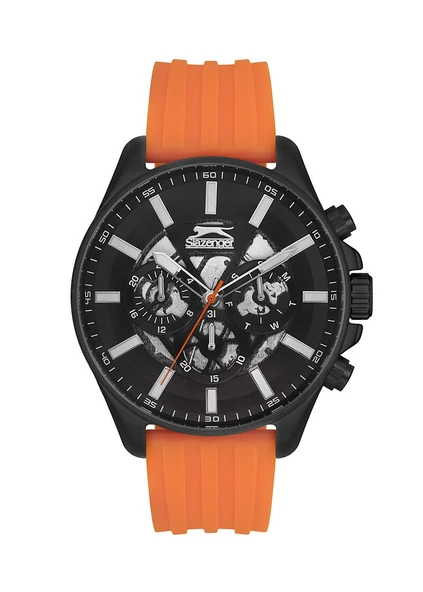 Slazenger Sl.09.2127.2.04 Quartz Silikon Turuncu Siyah Kadran 45 mm Erkek Kol Saati ürün görseli 1