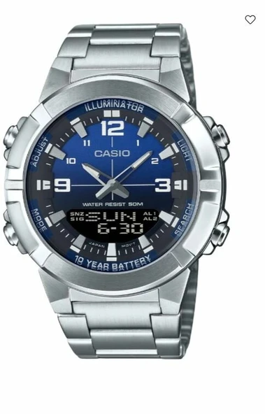 Casio AMW-870DA-2A1VDF Quartz Çelik Gri Mavi Kadran 44 mm Erkek Kol Saati ürün görseli 1