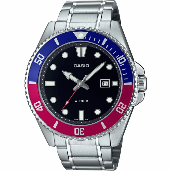 Casio MDV-107D-1A3VDF Quartz Çelik Gri Siyah Kadran 20 ATM 46 mm Erkek Kol Saati ürün görseli 1
