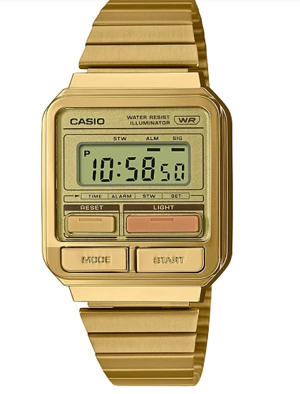 Casio A120WEG-9ADF Quartz Dijital Çelik Altın Rengi Organik Cam Erkek Kol Saati ürün görseli 1