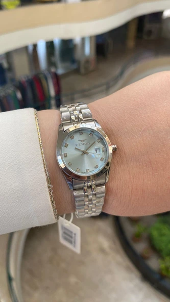 Ferro Quartz Çelik Gri Turkuaz Kadran 30 mm Kadın Kol Saati ürün görseli 1