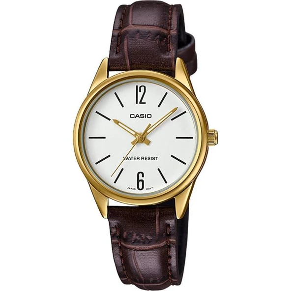 Casio LTP-V005GL-7BUDF Quartz Deri Kahverengi Beyaz Kadran 29 mm Kadın Kol Saati ürün görseli 1