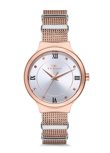 Ferro 33 mm Rose ve Gümüş Hasır Kordon Kadın Kol Saati F21070C-1135-C F21070C-1135-C ürün görseli 1