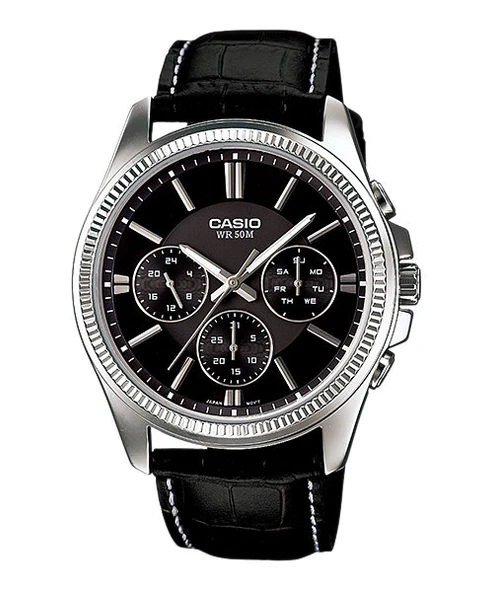 Casio MTP-1375L-1AVDF Quartz Deri Siyah 42 mm Erkek Kol Saati ürün görseli 1