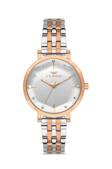 Ferro FL21252A-E Quartz Çelik Rose/Gri 34 mm Kadın Kol Saati ürün görseli 1