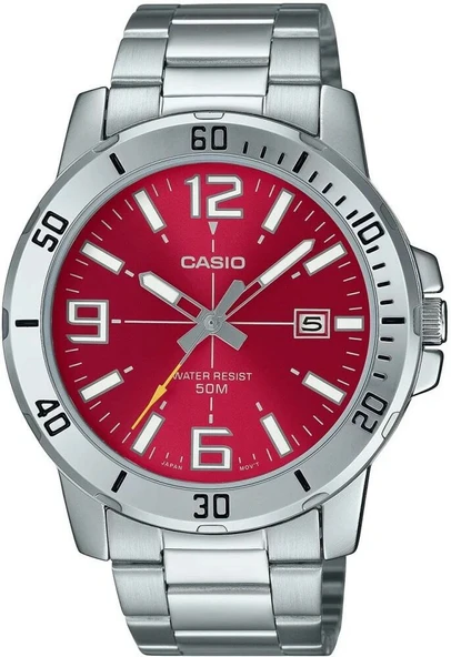 Casio MTP-VD01D-4BVUDF Quartz Çelik Gri Kırmızı Kadran 45 mm Erkek Kol Saati ürün görseli 1