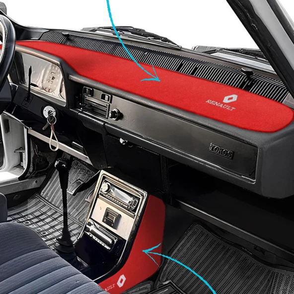 Renault 12 Toros Kırmızı Torpido Koruma Kaplama Halısı Torpido Vites Orta Konsol Yan Kaplama Halısı ürün görseli 1