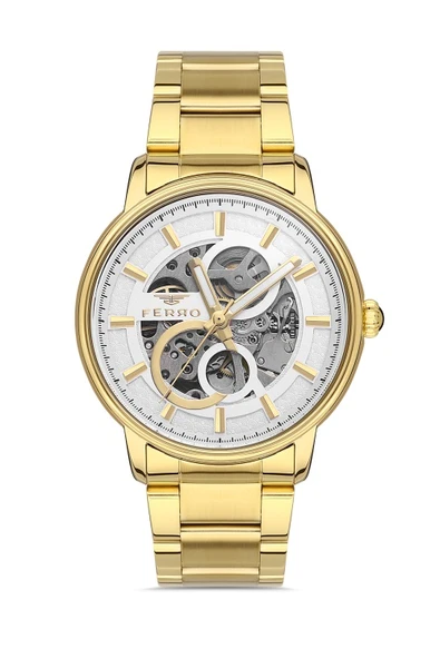 Ferro F31399A-B Otomatik Çelik Altın Rengi 44 mm Erkek Kol Saati ürün görseli 1