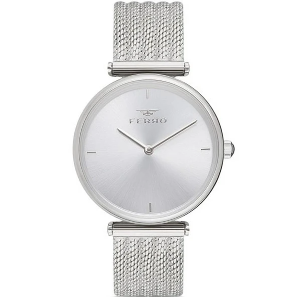 Ferro F11010C-1041-A Quartz Hasır Gri Mineral 3 ATM 34 mm Kadın Kol Saati ürün görseli 1