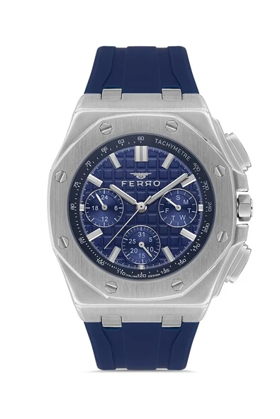 Ferro Quartz Silikon Lacivert 43 mm Fonksiyonları Aktif Erkek Kol Saati ürün görseli 1