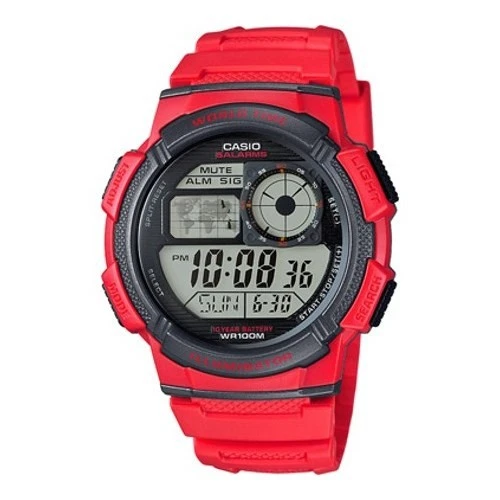 Casio AE-1000W-4AVDF Quartz Dijital Silikon Kırmızı 10 ATM 44 mm Erkek Kol Saati ürün görseli 1