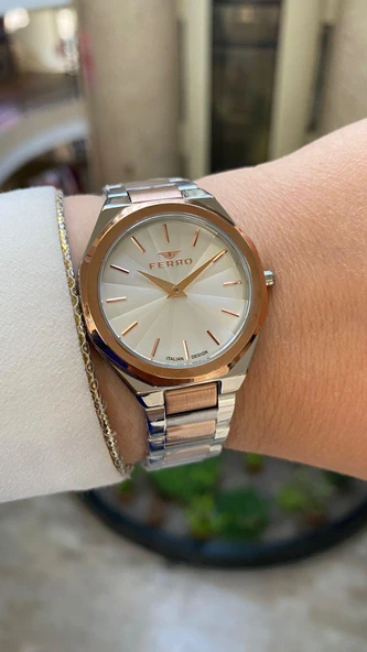 Ferro Quartz Çelik Rose Gri 34 mm Kadın Kol Saati ürün görseli 1