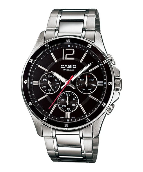 Casio MTP-1374D-1AVDF Quartz Çelik Gri Siyah Kadran 44 mm Erkek Kol Saati ürün görseli 1