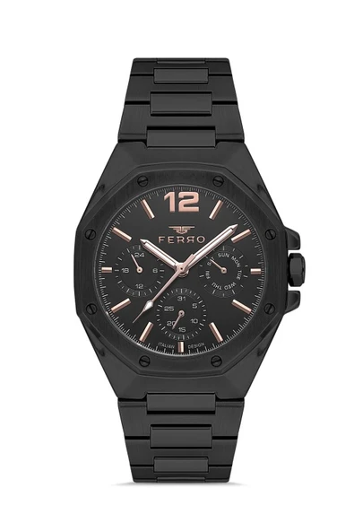 Ferro Quartz Çelik Siyah 42 mm Erkek Kol Saati ürün görseli 1