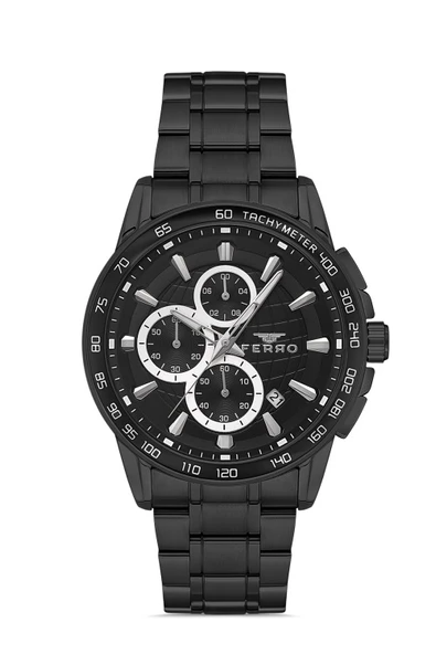 Ferro Quartz Çelik Siyah 44 mm Fonksiyonları Aktif Erkek Kol Saati ürün görseli 1