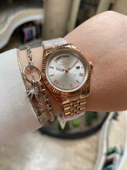 Ferro F21131A-C Quartz Çelik Rose 35 mm Kadın Kol Saati+Bileklik ürün görseli 1