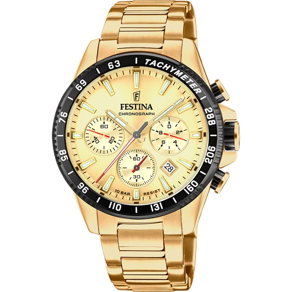Festina F20634/6 Quartz Çelik Altın Rengi 10 ATM 45 mm Erkek Kol Saati ürün görseli 1