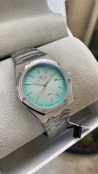 Ferro Quartz Çelik Gri Turkuaz Kadran 43 mm Erkek Kol Saati ürün görseli 1