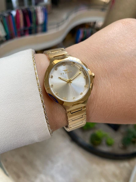 Ferro FL40114A-B Quartz Çelik Gold 32 mm Kadın Kol Saati ürün görseli 1