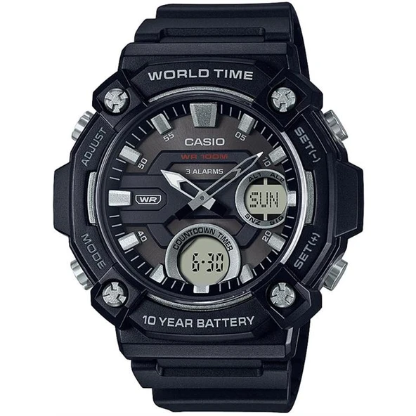 Casio AEQ-120W-1AVDF Silikon Siyah 52 mm Erkek Kol Saati ürün görseli 1
