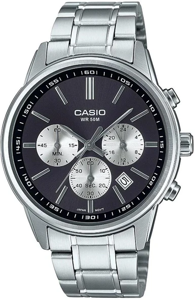 Casio MTP-E515D-1AVDF Quartz Çelik Gri Siyah Kadran 41 mm Erkek Kol Saati ürün görseli 1