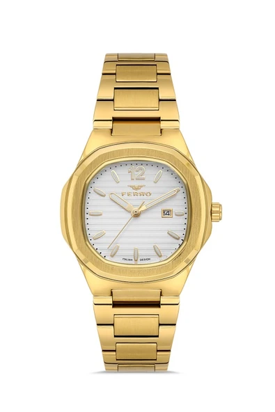 Ferro Quartz Çelik Altın Rengi 24 mm Kadın Kol Saati ürün görseli 1