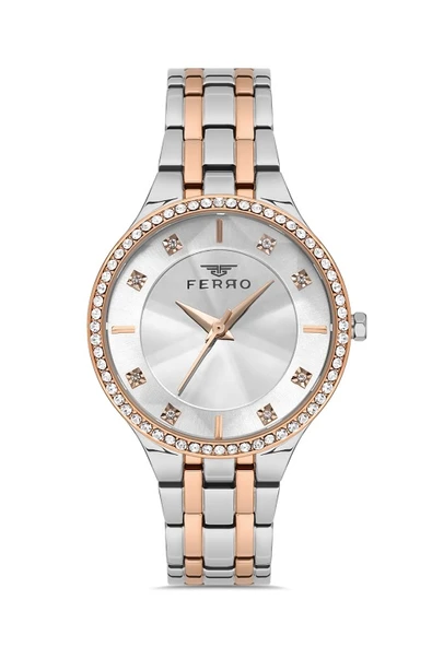 Ferro FL21467A-E Quartz Çelik Rose/Gri 35 mm Kadın Kol Saati ürün görseli 1