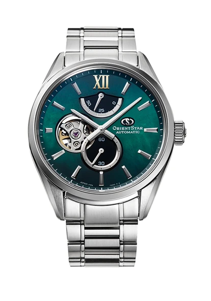 Orient Star RE-BY0005A00B Otomatik Çelik Gri Open Heart Yeşil Kadran Safir Kristal 10 ATM 40 mm Erkek Kol Saati ürün görseli 1