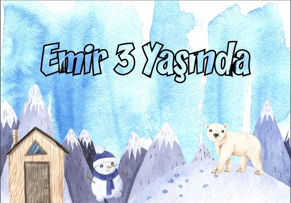Kış Temalı Doğuım Günü Afişi 35x50 ürün görseli 1