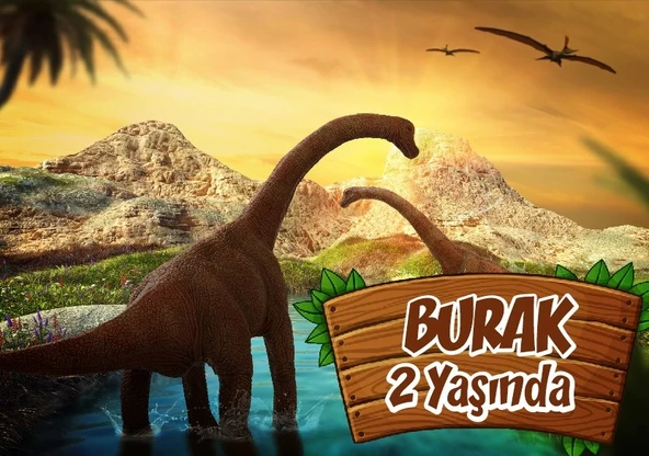 Dinozor Temalı Doğum Günü Afişi 35X50 cm ürün görseli 1